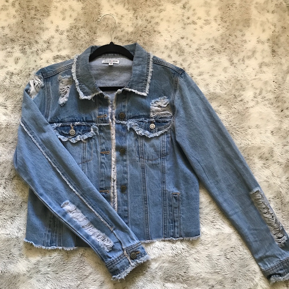 Distressed denim jacket